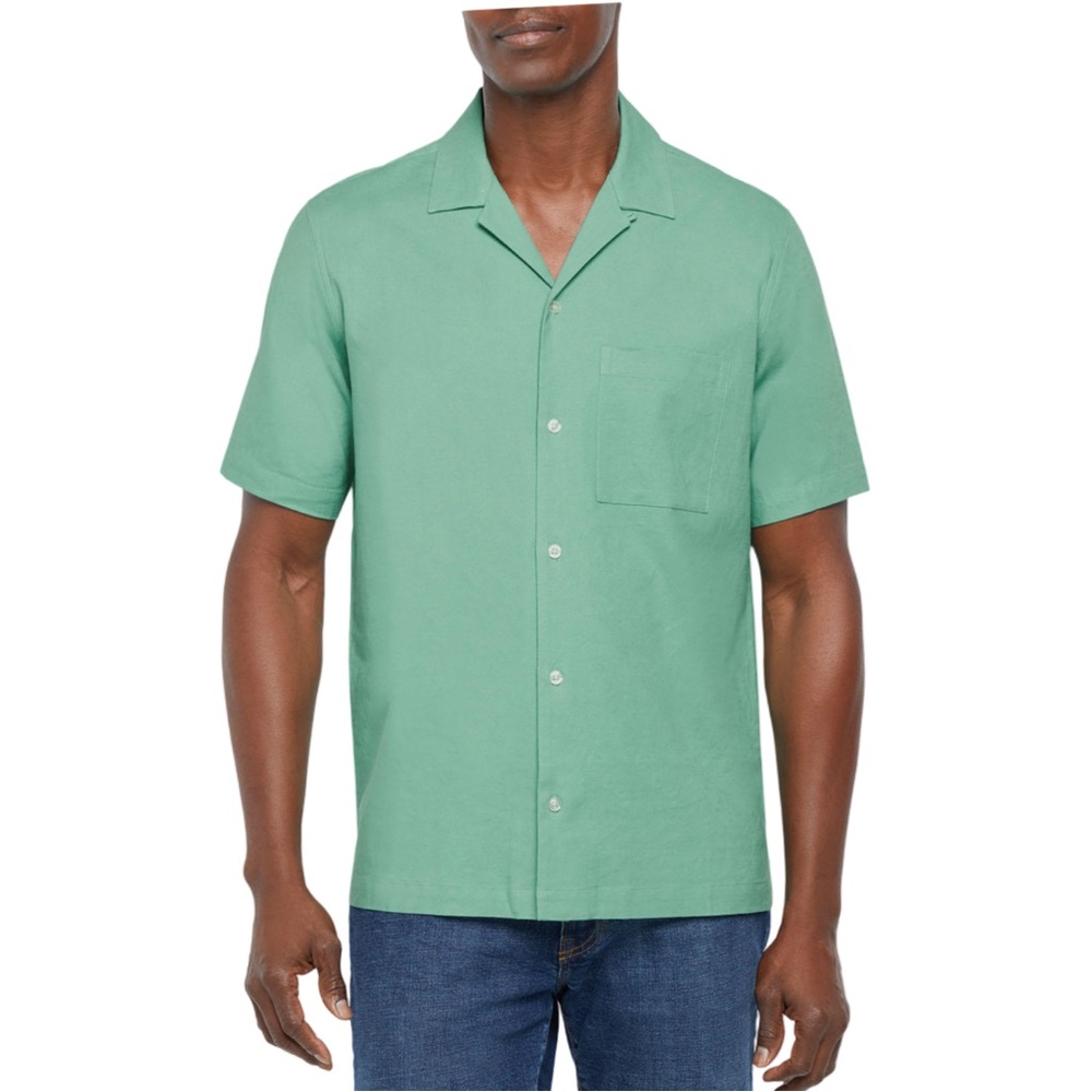 NWT GAP Men's‎ Green Linen Blend Short Sleeve Button Up Shirt Size XXL Coastal